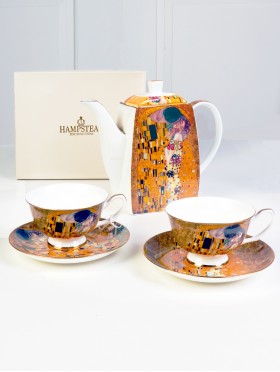 Fine Porcelain Design Tea Pot, 2 Cup and 2 Saucer Set With Gift Box (TP105 + CS105/4)